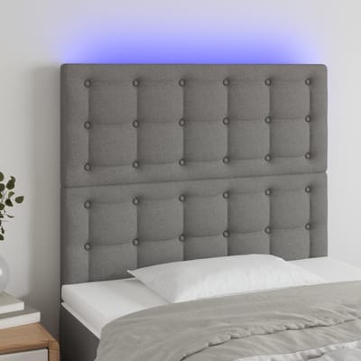 vidaXL - Hoofdbord - LED - 80x5x118/128 - cm - stof - donkergrijs