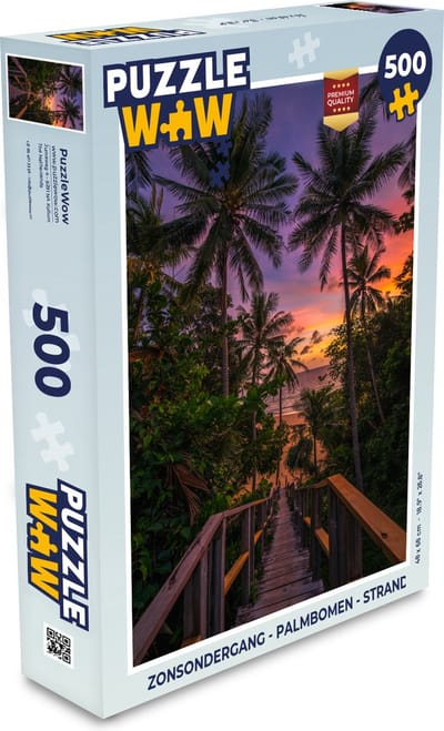 Puzzel Zonsondergang - Palmbomen - Strand - Legpuzzel - Puzzel 500 stukjes