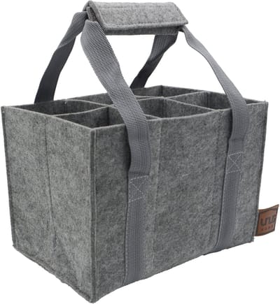 UNUS® Flessendrager van vilt klein voor 6 flessen van 0,5 tot 1,5 liter