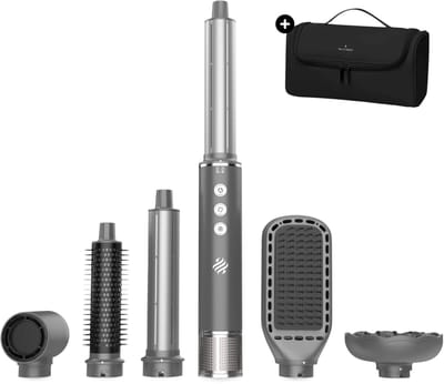 Ace & Taylor AirStyler Pro 6-in-1 – Föhnborstel, Krultang, Stijltang & Thermal Brush – Ionentechnologie – Grijs (MS230)