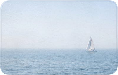 Badmat 80x50 cm - Antislip - Horizon - Zeilboot - Zee - Badmatten voor badkamer - Badkamermat - Douchemat - Badkamer mat