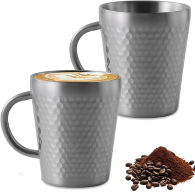 Camping mokken - Roestvrij staal - Buiten genieten - Dubbelwandig geïsoleerd - 2 stuks - Zilver