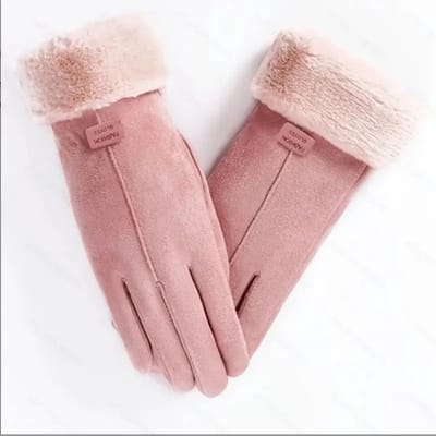 Roze Winterhandschoenen Dames – Thermisch & Touchscreen – Gevoerde Handschoenen met Bontmanchet – Warm & Zacht voor Koude Dagen