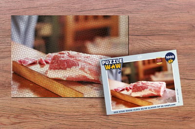 Puzzel Een stuk rauw vlees bij de slager op de snijplank - Legpuzzel - Puzzel 1000 stukjes volwassenen
