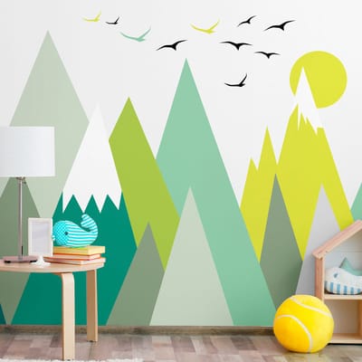 Kinderstickers met Scandinavische bergen van Lincika, 110 x 165 cm