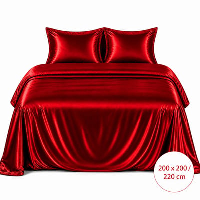 Satijnen Dekbedovertrek - Rood - 200x200/220 - Luxe & Koel - Zacht & Ademend - Incl. Kussenslopen