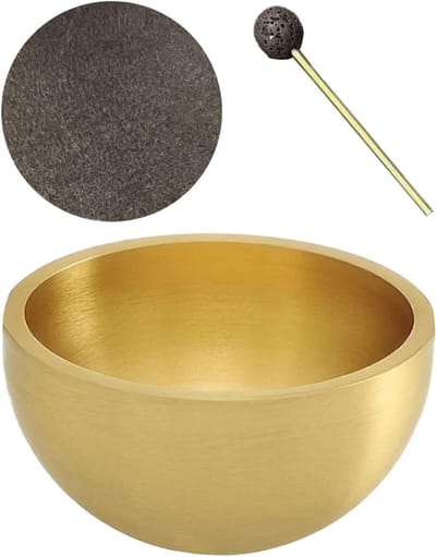 Zangkom Set - Meditatiekom Klankkom - Mindfulness en Ontspanning - Ambachtelijk Koperwerk - 4 cm Diameter - Meerkleurig