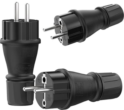 3-delige Set Schuko Stekkers - Robuuste 230V 3-polige Stroomstekkers voor Buitengebruik