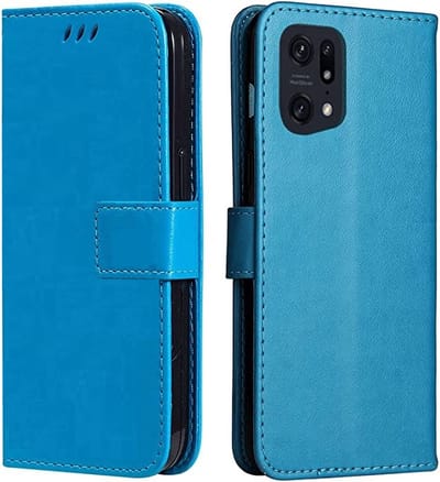 LuxeBass Hoesje geschikt voor Oppo Find X5 - Boekhoesje - Turquoise - Portemonneehoesje gsm hoesje - telefoonhoes - telefoonhoesjes