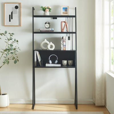 Bureau Storfjord met planken 183,5x80x40 cm zwart [en.casa]