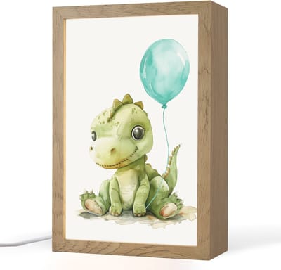 Nachtlampje 20x30 cm - Kinder lampje - Draak - Baby dier - Blauwe ballon - Tafellamp kinderkamer - Slaapkamer lamp - Bedlamp kinderen - Kinderlampje stopcontact - Wandlamp babykamer - Nachtlampjes