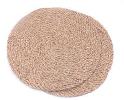 Placemats Ronde Hittebestendige Set van 2 - Natuurlijke Linnen - Tafelmat - Milieuvriendelijk - 30cm Diameter - Uniek Handgemaakt