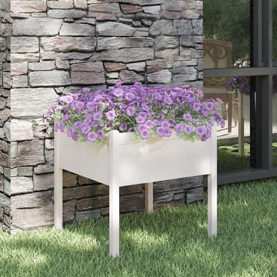vidaXL - Plantenbak - 70x70x70 - cm - massief - grenenhout - wit