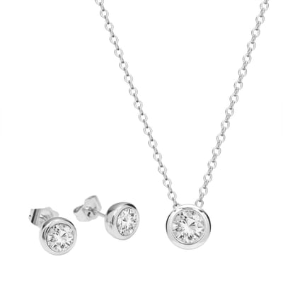 Di Lusso - Set Vesoul - Swarovski crystals - Zilverkleurig - Dames - 42 + 3 cm