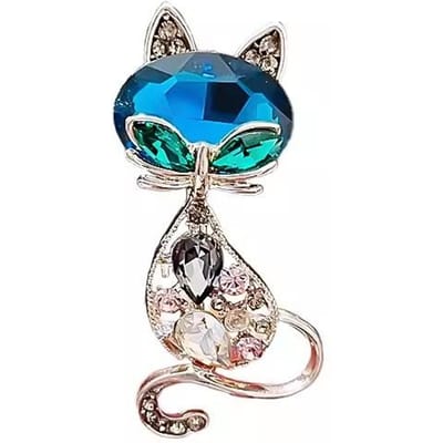 Broches chat saphir pour femmes, vêtements, manteau, bijoux, accessoires de fête blue