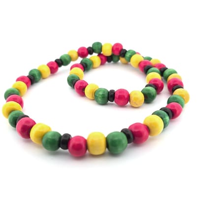 Rastafari reggea ketting - grote houten kralen - afrika - rood geel groen - 50 cm
