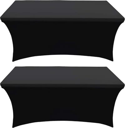 2x Set Universele Stevige Tafelhoezen voor Klaptafels 180x75x75 cm Zwart Elastisch