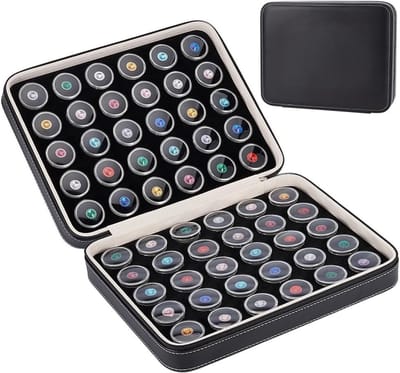 Zwarte Plastic Gemstone Potten Set van 60 Stuks, 32x17mm Sluitbare Opslagdozen voor Edelstenen, Verzameling en Weergave van Losse Diamanten en Kristallen