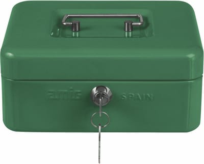 AMIG Geldkistje met 2 sleutels - groen - staal - muntbakje - 20 x 16 x 7 cm - inbraakbeveiliging