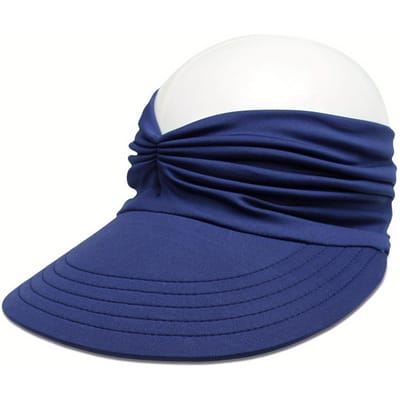 Chapeau de soleil à larges bords pour femme avec cordon de serrage réglable - Chapeau de plage d'été léger et respirant, pour l'extérieur, accessoire de voyage bleu marine