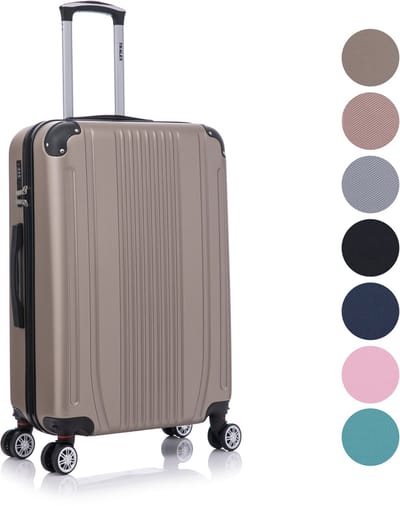 TRALEX - Levante - Medium koffer - 73L - 71x46x26cm - ABS - Harde schaal - Cijferslot - Lichtgewicht - Flexibel - Duurzaam - Stille (rubberen) wielen - Dubbele Spinner-wielen - Champagne