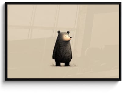 Poster in lijst - Fotolijst 120x80 cm - Posters - Beer - Donkerbruin - Minimalistisch - Posterlijst zwart - Decoratie - Wanddecoratie woonkamer - Muurdecoratie slaapkamer