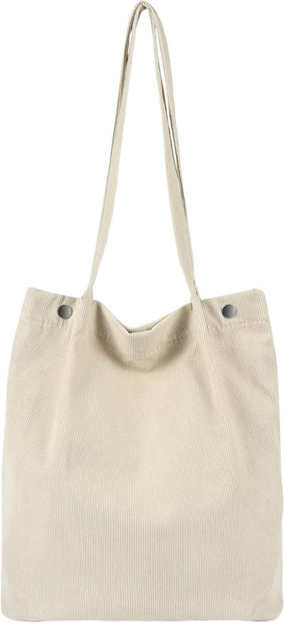 Ruime Corduroy Schoudertas voor Dames met Magnetische Sluiting, Ideaal voor Winkelen, Reizen en Schoolgebruik