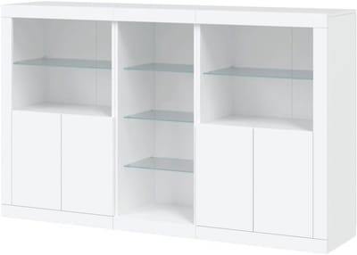 Dressoir met verlichting - Opbergkast - Woonkamer decoreren - RGB LED verlichting - 162x37x100 cm - Wit
