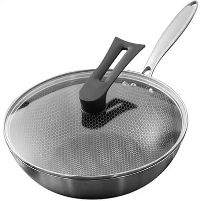 Ochama wok in Chinese stijl, 30 cm, geschikt voor gas-, inductie- en elektrische kookplaten