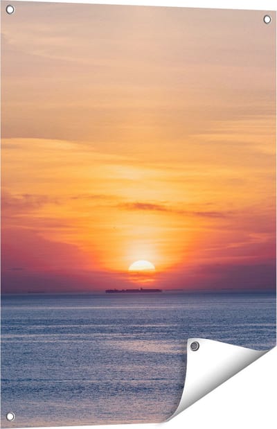 Gards Tuinposter Zonsondergang in de Noordzee - 60x80 cm - Tuindoek - Tuindecoratie - Wanddecoratie buiten - Tuinschilderij