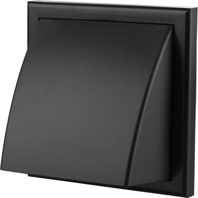 Ventilatierooster met kap zwart 154x154 mm | Ø100/125/110x54 mm