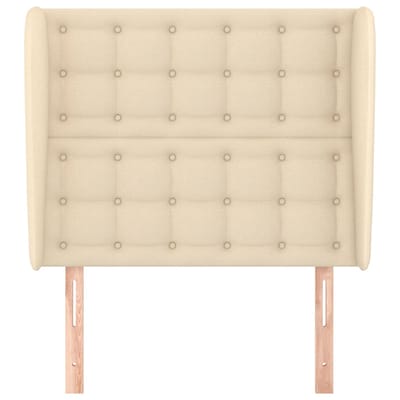 vidaXL - Hoofdbord - met - randen - 93x23x118/128 - cm - stof - crèmekleurig