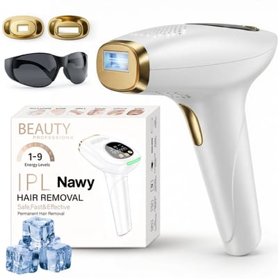Nawy® IPL Laser Ontharingsapparaat - Laser Ontharing - Pijnloos Ontharen met Ice Cooling - Permanente Ontharing voor alle Lichaamsdelen - voor Mannen en Vrouwen - 999.999 Flitsen - Inclusief Beschermbril en Scheermes - Epileerapparaat Dames
