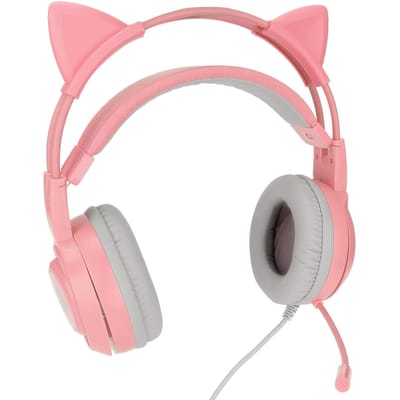 SYG25 Kattenoren Gaming Headset USB+3.5mm Plug Gaming Koptelefoon Ondersteunt Volumeaanpassing Microfoon roze