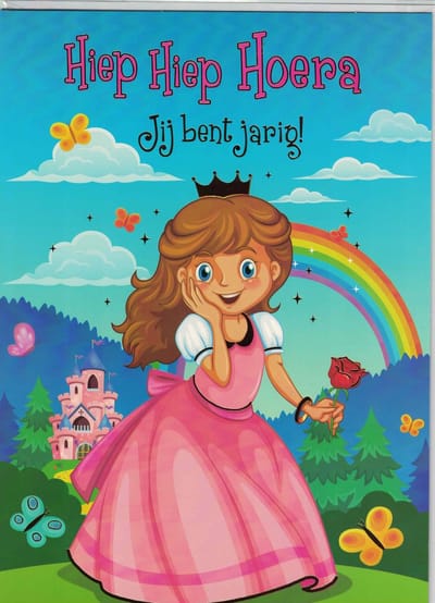 Wenskaart A4 formaat - XL wenskaart - kinderen verjaardag kind - prinsessen - verjaardag meisje - doolhof - verjaardagskaart