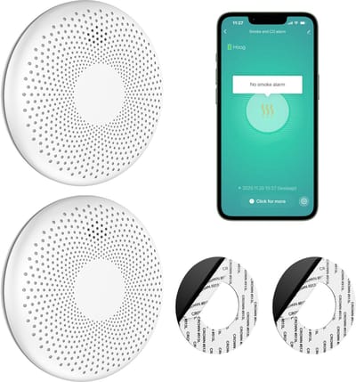 SAVS CS11W Slimme combimelder met wifi 2-pack - Tuya Smart Home app - Rook en koolmonoxide - 10 Jaar batterij - Geen LED lampje - Rookmelder en koolmonoxidemelder met extra dun design - Rook én CO melder - Montage zonder boren