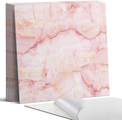 Coloray Wandpanelen Zelfklevend - Marmerpatroon met golven Zelfklevende Wandpanelen - 50 cm x 50 cm - Roze Wandpaneel PVC - 4 stuks - Texturen Wandpanelen Zelfklevend - Wandpanelen Keuken - Wandpaneel Badkamer