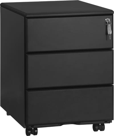 Happyment Luxe archiefkast Dublin - Met slot - Dossierkast metaal - Bureaukast - Ladeblok bureau - Wit - 39x52.4x54 cm