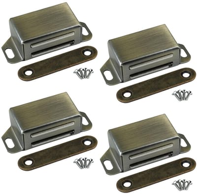 Dailygoods - Selyse Magnetische deurmagneten voor kastdeuren, sterke magneetsluitingen, 14 kg, roestvrij staal, laden, magnetische deursluiter, magneet voor meubels en balkondeuren, brons (4 stuks)