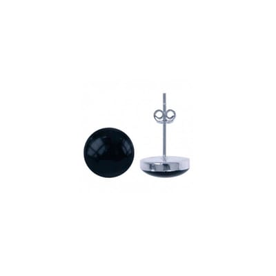 House of Jewels - Platte Zwarte 6mm Onyx Oorknoppen - 925 Zilver