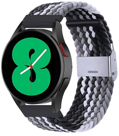By Qubix - smartwatch bandje - Compatible Samsung bandje - Braided nylon bandje 22mm - Grijs / zwart - Geschikt voor Samsung Galaxy Watch 3 (45mm) - Galaxy Watch 46mm - Gear S3 Classic & Frontier