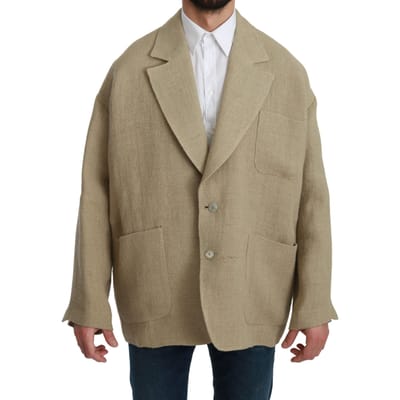 Dolce & Gabbana Beige Jas 100% Jute Blazer Jas