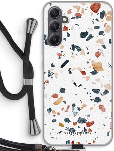 Case Company® - Hoesje met koord geschikt voor Samsung Galaxy A34 hoesje met Koord - Terrazzo N°4 - Telefoonhoesje met Zwart Koord - Bescherming aan alle Kanten en Over de Schermrand