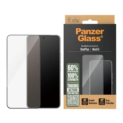 PanzerGlass Ultra-Wide Fit Anti-Bacterial Screenprotector incl. applicator voor de OnePlus Nord 5