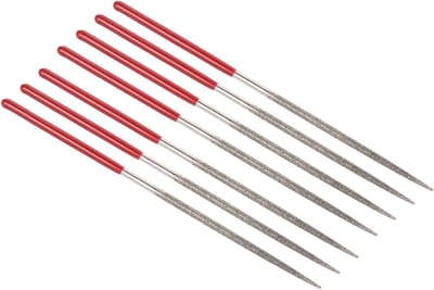 Vijlenset Naaldvijlen - Metalen Vijlen - Precisie Vormgeven - Diamant Gecoat - 7 Stuks 100mm - Zilver Rood