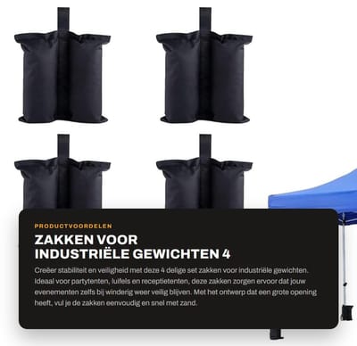 Dailygoods- Zakken 4 Delige Set - Zakken voor Gewichten - Zakken voor Tenten - Opvouwbaar - 800D Oxford-doek - Grootte 34x33cm - Tentgewicht