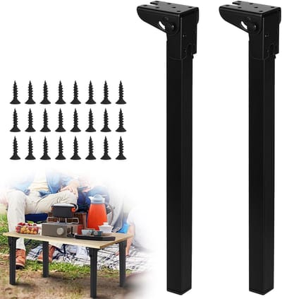 Set van 2 Inklapbare Tafelpoten Zwart IJzer 40 cm voor Meubels en Banken