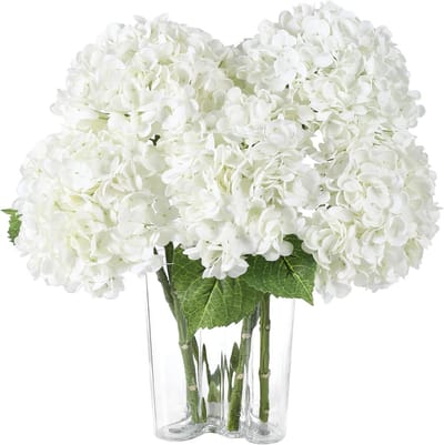 5x Kunstmatige Hortensia Bloemen Real Touch – 50 cm – Wit – Levensechte Hydrangea Takken – Decoratie voor Woonkamer, Bruiloft & Kantoor