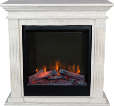 Xaralyn Elektrische haard - Cadiz ELE-SWP - wit gepolijst natuursteen - 1500 Watt verwarming - met afstandsbediening - haardombouw inclusief inbouwhaard - schouw