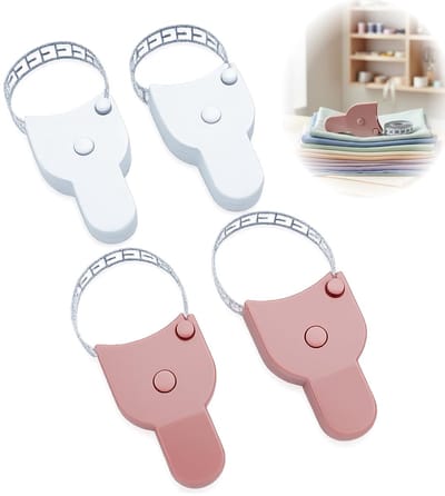 Lichaamsmeetlint 4 stuks - Flexibel meetlint - Lichaamsmeting Fitness - Automatisch intrekbaar - 150 cm - Roze Wit